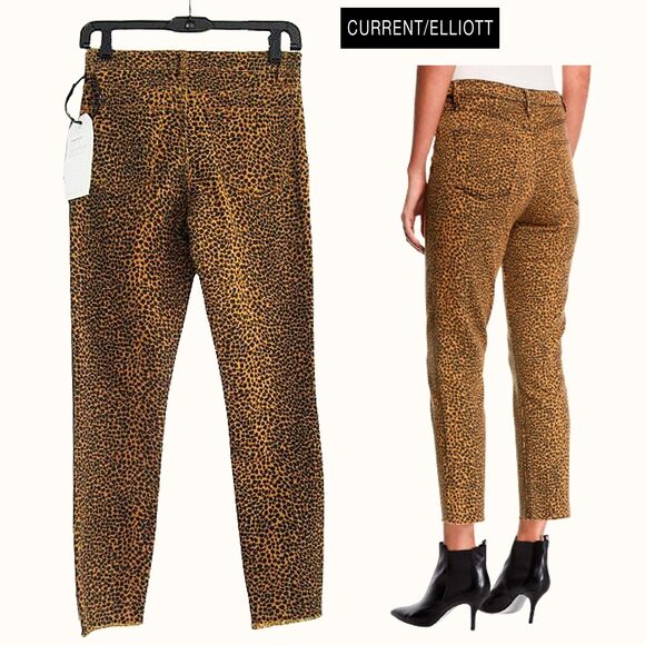 CURRENT/ELLIOTT NEW Glam Rock HIGH WAIST STILETTO Spotted Leopard Crop Jean 26/2 - Picture 9 of 12